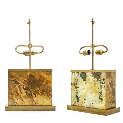 Lot 322 - Pair of Romeo Rega Lacquered Brass and Glass...