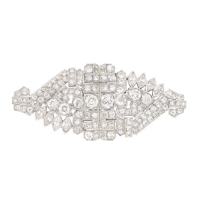 Lot 267 - Platinum and Diamond Double Clip-Brooch