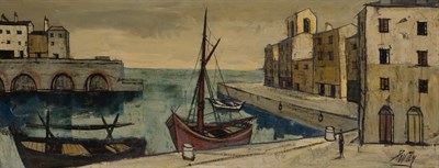 Lot 55 - Charles Levier French, 1920-2003 Scene du Port...