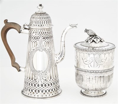 Lot 241 - Georgian Sterling Silver Coffee Pot London,...
