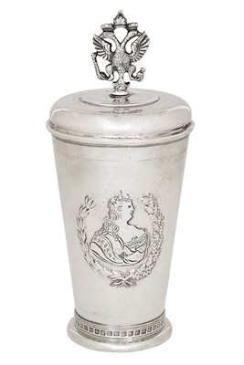 Lot 211 - Russian Silver Beaker and Cover Moscow, 1738...