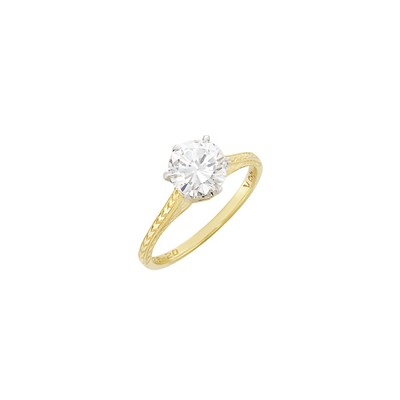 Lot 276 - Two-Color Gold and Diamond Ring