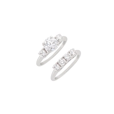 Lot 75 - Platinum and Diamond Ring and Band Ring