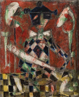 Lot 109 - Claude Venard French, 1913-1999 Blue Harlequin,...