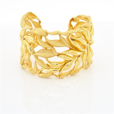 Lot 1447 - Silver-Gilt Cuff Bangle Bracelet