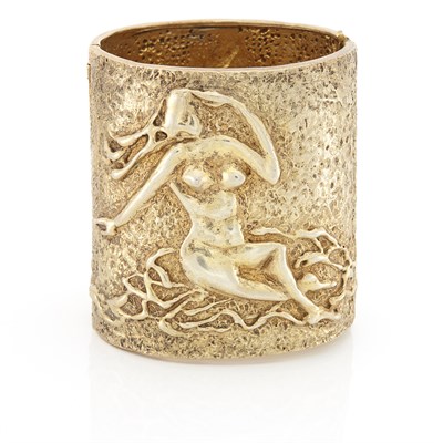 Lot 1618 - Silver-Gilt Bathing Ladies Cuff Bangle Bracelet
