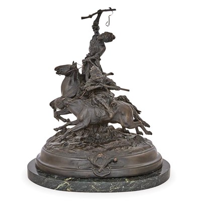 Lot 293 - Russian Bronze of Two Cossacks on Horseback...