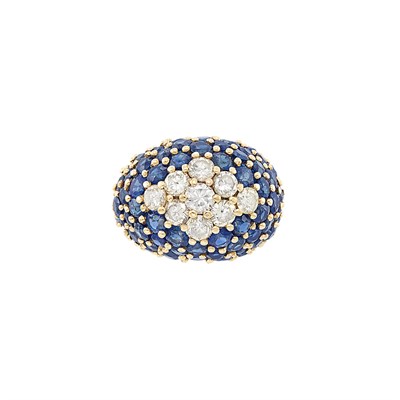 Lot 458 - Gold, Diamond and Sapphire Dome Ring