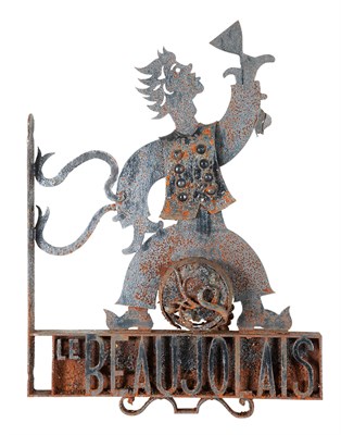 Lot 417 - Le Beaujolais Wrought Iron Figural Trade Sign...