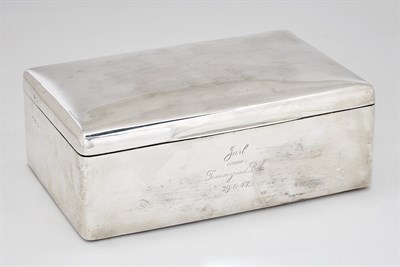 Lot 274 - George VI Sterling Silver Cedar Lined Cigar...