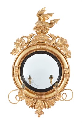 Lot 243 - Regency Giltwood Convex Girandole Mirror...