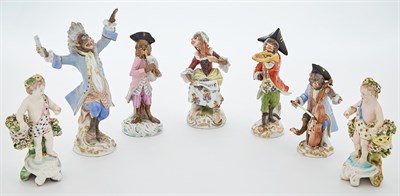 Lot 337 - Porcelain Five-Piece Monkey Band Figure...