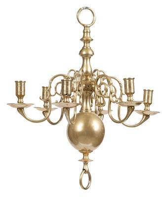 Lot 325 - Dutch Baroque Style Brass Six-Light Chandelier...