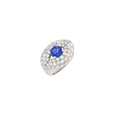 Lot 298 - Platinum, Sapphire and Diamond Ring, Cartier, Paris
