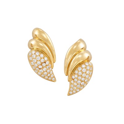 Lot 439 - Pair of Gold and Diamond Earrings