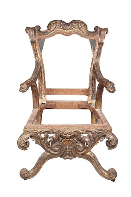 Lot 474 - George II Style Giltwood Armchair Frame in the...