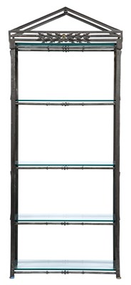 Lot 283 - Pair of Iron and Steel Etagères Height 7 feet...