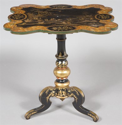 Lot 445 - Victorian Black and Polychrome-Decorated...