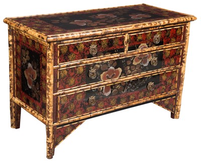 Lot 467 - Polychrome-Painted and Bamboo Chest of Drawers...