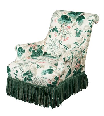 Lot 346 - Napoleon III Style Floral Upholstered Club...