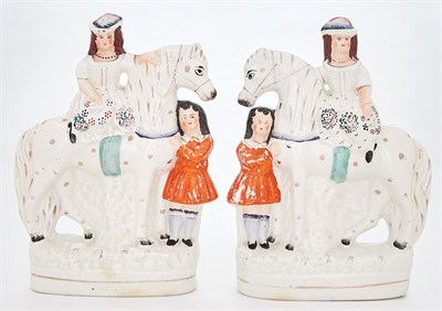 Lot 162 - Group of Six Staffordshire Pottery Equestrian...
