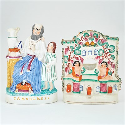 Lot 160 - Group of Three Staffordshire Pottery Figural...