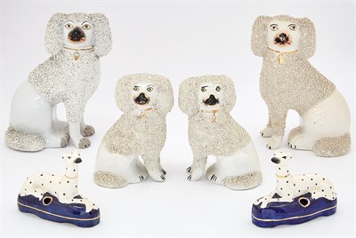 Lot 163 - Four Staffordshire Pottery Figures of Dogs;...