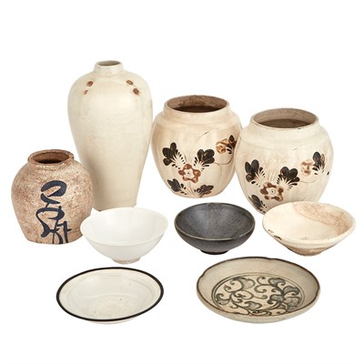 Lot 324 - Group of Nine Chinese Pottery Articles Height...