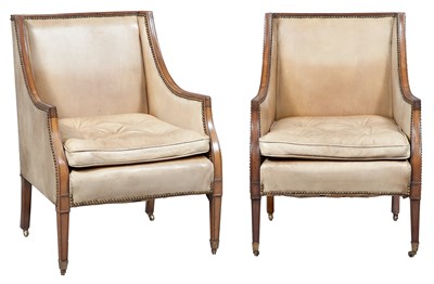 Lot 272 - Pair of George III Style Leather-Upholstered...