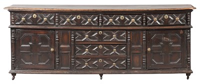 Lot 195 - Jacobean Dark Stained Oak Dresser Base Height...
