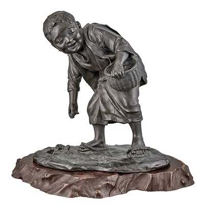 Lot 1 - Japanese Bronze Figure of a Boy Meiji Period...