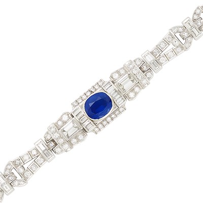 Lot 171 - Platinum, Sapphire and Diamond Bracelet