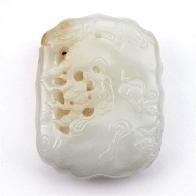 Lot 121 - Chinese White Jade Plaque Of naturalistic form,...