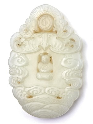 Lot 119 - Chinese White Jade Pendant Of rounded form...
