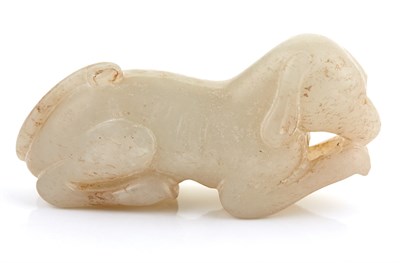 Lot 101 - Chinese White Jade Hound Song Dynasty Carved...