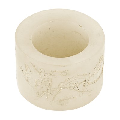 Lot 117 - Chinese White Jade Archer's Ring Of...