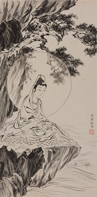 Lot 214 - Attributed to Pu Ru Guanyin seated beneath...