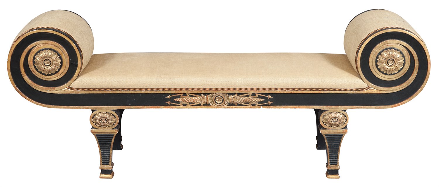 Lot 271 - Regency Style Black-Painted and Parcel-Gilt...