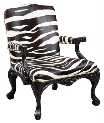 Lot 542 - George II Style Ebonized Open Armchair by...