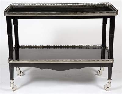 Lot 539 - Metal-Mounted Ebonized Two-Tier Drinks Trolley...