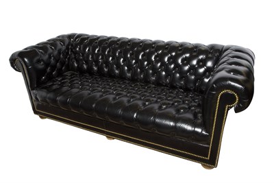 Lot 536 - Black Chesterfield Sofa Length 7 feet.