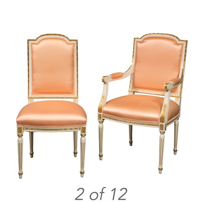 Lot 398 - Set of Twelve Louis XVI Style White-Painted...