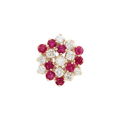 Lot 90 - White Gold, Ruby and Diamond Cluster Ring