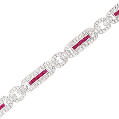 Lot 89 - White Gold, Diamond and Ruby Bracelet