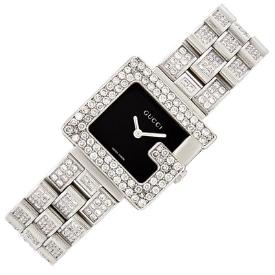 Lot 360 - Stainless Steel and Diamond Wristwatch, Gucci