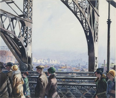 Lot 133 - Martin Lewis (1881-1962) ON THE BRIDGE...