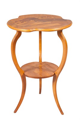 Lot 194 - French Art Nouveau Marquetry Inlaid Fruitwood...