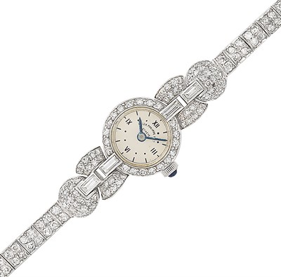 Lot 161 - Platinum and Diamond Wristwatch, Patek Philippe