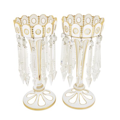 Lot 259 - Pair of Bohemian Style Gilt Decorated Overlay...