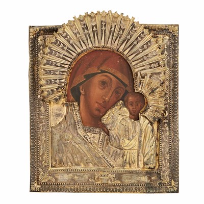 Lot 173 - Russian Silver-Gilt Icon of the Mother of God...